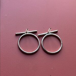 Stamped sterling silver geometric circle line earrings